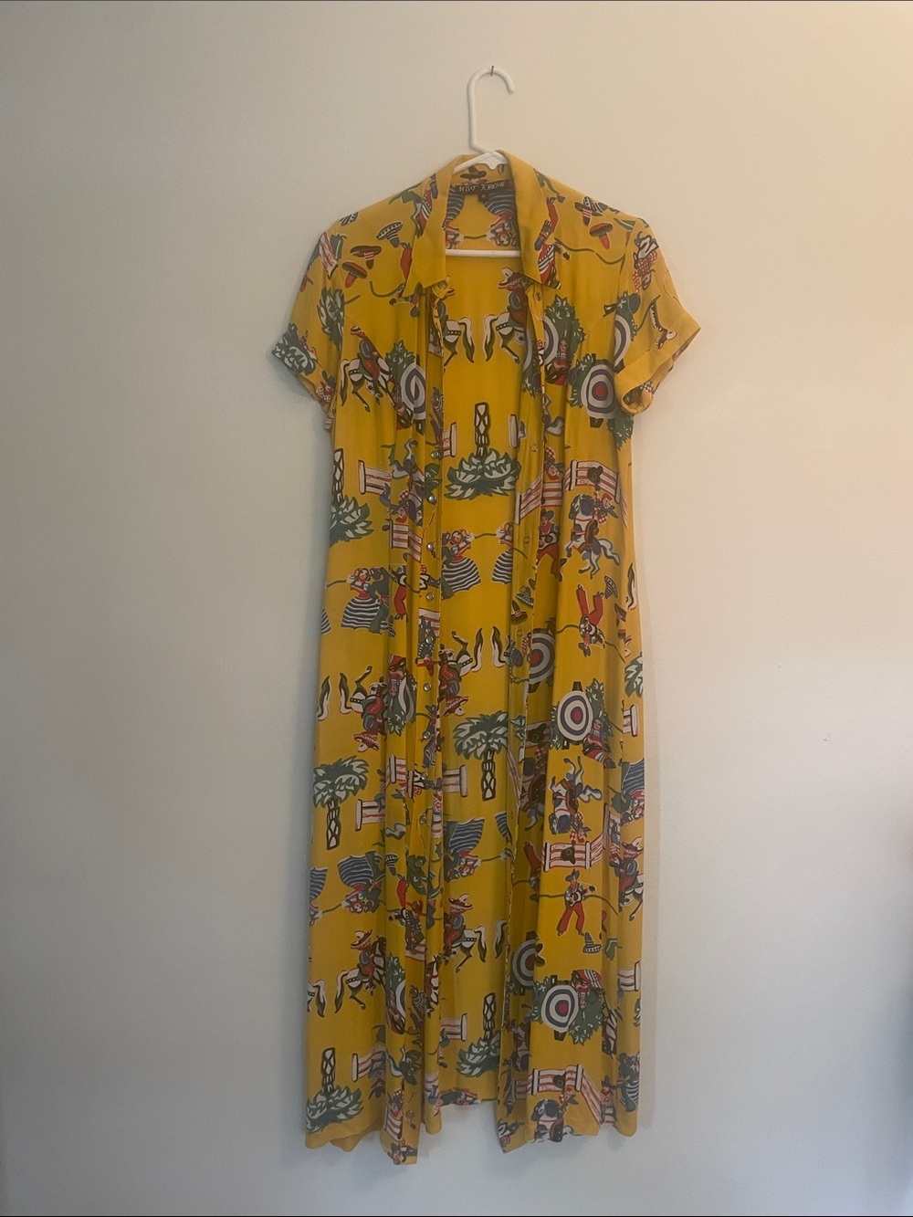 Betsey Johnson Yellow Graphic Print Button-Front Maxi Dress - Picture 11 of 15